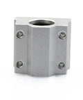 Aluminum SCS8UU Bearing Block for 3D Printer and CNC Router, heavy duty with mounting holes, zero wobble design.