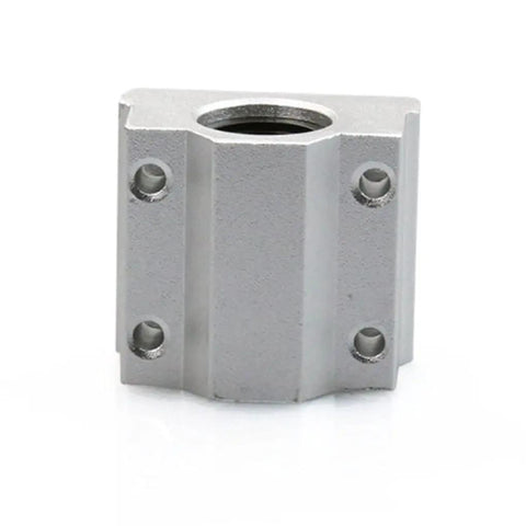 Aluminum SCS8UU Bearing Block for 3D Printer and CNC Router, heavy duty with mounting holes, zero wobble design.