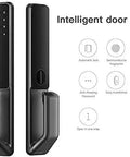 Zero Hassle Smart Door Lock Featuring Fingerprint Scan And Numeric Password Keyless Entry Automatic Electronic Deadbolt App Managed for heavy duty security, black finish with keypad.