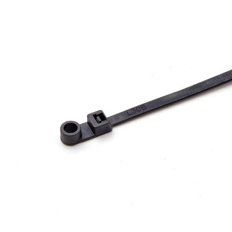 Upgraded Nylon Mounting Cable Tie With Secure Screw Anchor, Four Point Three Inches Long, Tough Matte Black Design.