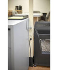 Top Shelf Extruded Aluminum Service Pole With Two 20 Amp 125 Volt Duplex Receptacles, Straight Reliable Outdoor Electrical Post, Built Like A Tank Ivor Utility Plug Stand At 146 Inches Tall with cords connected.