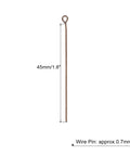 Red Copper Eye Pins 45mm 21 Gauge 0.7mm For Jewelry Making Findings DIY Craft Bead Stringing Necklaces Bracelets Earrings Head Pins Ideal 200 Pieces For Beaders DIYers And Craft Lovers. Single red copper eye pin shown with 45mm length and 0.7mm wire.