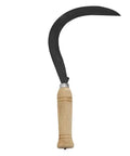 Curved Weeding Harvest Scythe With 13 Inch Carbon Steel Blade And Beige Handle For Clearing Tall Weeds And Soft Brush, Extended Reach