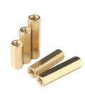 Five brass M6 x 20mm PCB standoffs, hollow hex spacers for boards