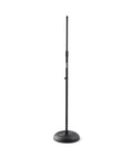 No Fuss Setup Heavy Duty Mic Stand For Live Gig Or Bedroom Studio Adjustable To Sixty Inches With Nonslip Rubber Feet and standard threading.