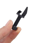 Close-up of Arrow Rest Replacement for Recurve and Take Down Bows, Screw On Bow Rest, PE Material, Black, held by fingers.