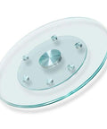 Super Smooth Tempered Glass Lazy Susan For Dining Table 360 Degrees Turntable large round glass serving tray with aluminum base