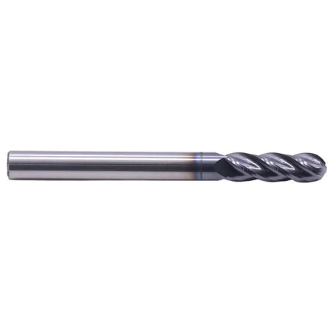 Pro Grade Solid Carbide Ball Nose End Mills Set, Five Pieces, AlTiN Coated, Four Flute, 30 Degree Helix, 3/16 Inch Cutting Diameter