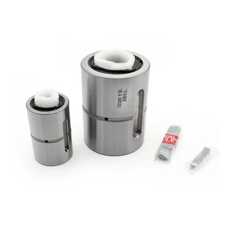 Ball Spline Nut LBS 20 High Precision For Smooth Rotation In Linear Motion Systems, two sizes shown, designed for heavy-duty axial and radial loads.