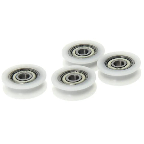 Nylon Pulley Wheel Set For Guide Rail And Flat Roller U Shape Groove Nylon Plastic Pulleys 4x18x6mm White 4 Pieces Built To Last, four white pulleys