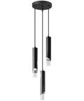 Modern Black Pendant Light Fixture With Dimmable LED Three Light Kit for kitchen island and dining room, sleek minimalist design