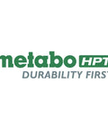 Metabo HPT logo with "Durability First" slogan, associated with 3-1/4 Inch Hand Planer Kit With Kickstand, 5.5 Amp Motor Powers Up To 17,000 RPM