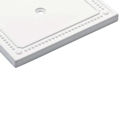 Close-up of Classic Beaded 3 Pack Outlet Covers And 1 Gang Wall Plates In Pure White for single duplex switches