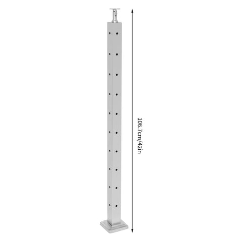 Tough As Nails 42 Inch Stair Handrail Post Made From Real 304 Stainless Steel with pre-drilled base for easy installation.