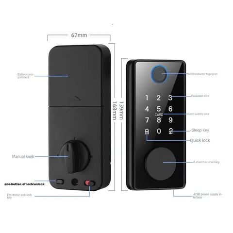 No Fuss Keyless Entry Smart Door Lock With Quick Tap Fingerprint And Password Access Rock Solid Aluminum Alloy dimensions and features