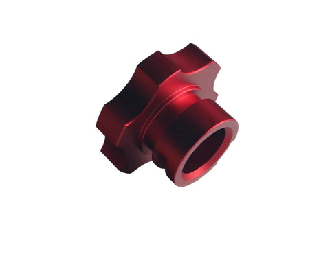 Red Aluminum Engine Oil Filler Cap Direct Replacement For GM Vehicles From 1992 Through 2018 No Sweat Easy Install Front View