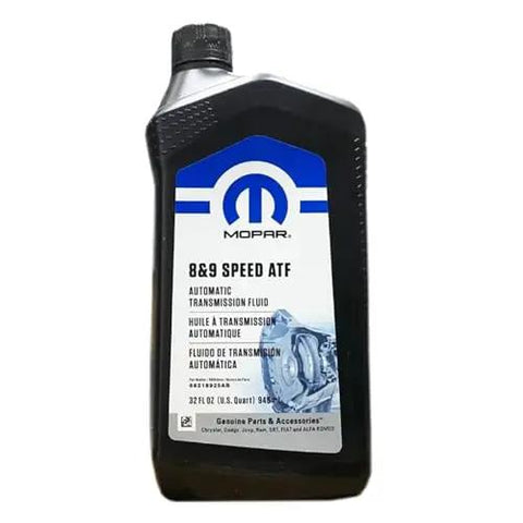 Chrysler Dodge Jeep Ram 8 And 9 Speed Automatic Transmission Fluid New Case Of 6, front view of individual bottle