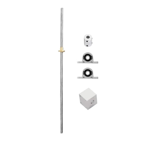 Top Notch T8 Lead Screw Rod Kit For 3D Printers And CNC Gear, 2mm Pitch With 8mm Diameter Available In Sizes Ranging From 4 Inches To 40 Long Inches For Precision Motion Control Setup, with coupler and bearings