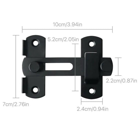 Top Shelf Matte Black Stainless Steel Gate Latch Flip Lock Safety Door Bolt dimensions with a rugged design for sliding barn doors.
