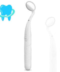 Bright LED Dental Mirror For At Home Checkup With Anti Fog Shield, Mouth Inspection Tool, Battery Powered With 3 LR44 Cells, Ultra Clear View For Teeth And Gums, Ideal For Daily Oral Health Care, handheld white plastic with round mirror