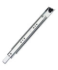 Heavy Duty Full Extension Ball Bearing Drawer Slides Three Section Cabinet Pull Out Tracks Silver Finish, shown from the side.