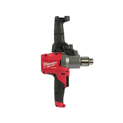 Red and black 18V Cordless Mud Mixer Bare Tool for Drywall Mud Plaster and Concrete Projects, side view