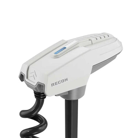 Recon Saltwater 72 Inch Trolling Motor with FreeSteer Joystick Remote, close-up of the control head and shaft.
