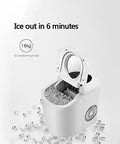 Heavy Duty Countertop Ice Maker Pumping Out Nearly Forty Pounds Daily With Lightning Fast Six Minute Freeze Cycles And Flexible Dual Size Cubes for ice production.