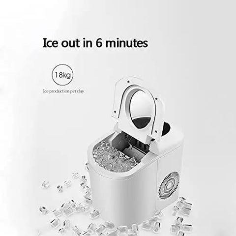 Heavy Duty Countertop Ice Maker Pumping Out Nearly Forty Pounds Daily With Lightning Fast Six Minute Freeze Cycles And Flexible Dual Size Cubes for ice production.
