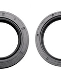 Front view: two gray rubber input and output shaft seals for rotary cutter gearbox, 2-pack