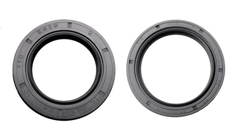 Front view: two gray rubber input and output shaft seals for rotary cutter gearbox, 2-pack