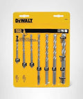 DEWALT 7-piece masonry drill bit set on yellow packaging with carbide bits