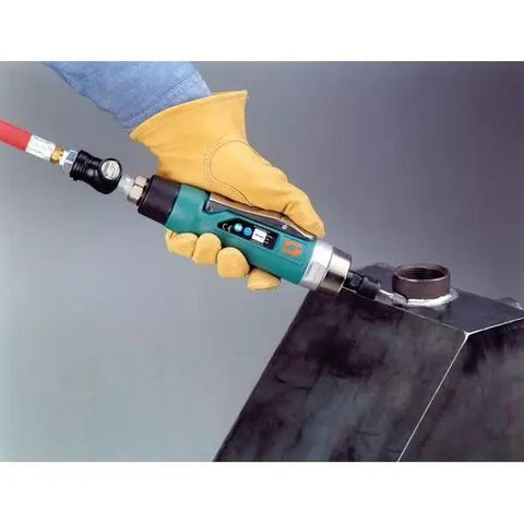 Heavy Duty Straight Line Die Grinder 1 Hp 18000 Rpm Gearless Motor With Rear Exhaust And Multi Collets in use on metal work.
