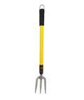 2 Piece Telescopic Garden Fork And Spade Set With Extendable 25 To 37 Inches, foam grip handles, steel fork visible, black grip