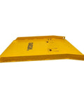 Rugged Steel Dock Board 48X72 Inch 16000 Lb Workhorse Forklift Plate displayed at an angle, showcasing its yellow finish and sturdy design.