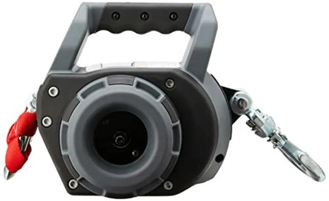 Drill Winch 750 Lb Pulling Capacity With 40 Ft Synthetic Rope Portable And Easy To Use For Light Duty Towing Vehicle Recovery And Quick Winching Tasks, front view