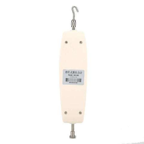 500N Analog Dynamometer Force Tester Handheld Push Pull Meter For Electronics, Hardware, And Auto Parts With Easy Operation, Built Tough Mountable Design, Precise Force Measurement For R And D And QA, beige body with hook ends