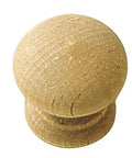 Unfinished Wood Cabinet Knobs 1 1/4 Inch Round Natural Beige Hue Smooth Hardware For Rustic Kitchen Spaces, top view.
