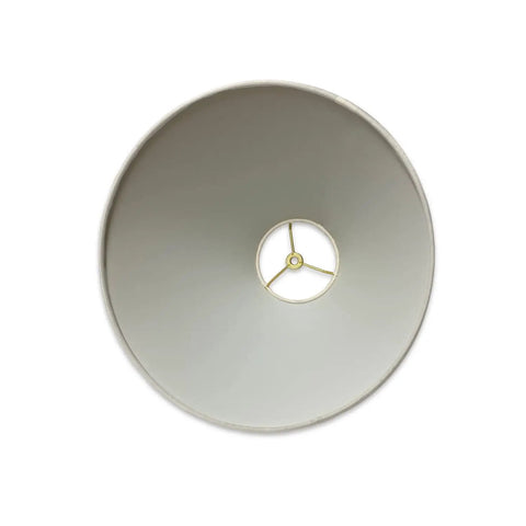 Bottom view of Coolie Empire Hardback Lamp Shade Linen White 6x18x11.5 HB-607-18LNWH with V-Notch Fitter visible