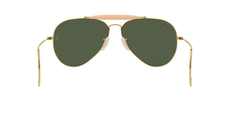 Front view of Outdoorsman I Aviator Sunglasses in Shiny Gold with G15 Green Lenses, 58mm Prescription Ready, RX Able, Classic Pilot Style