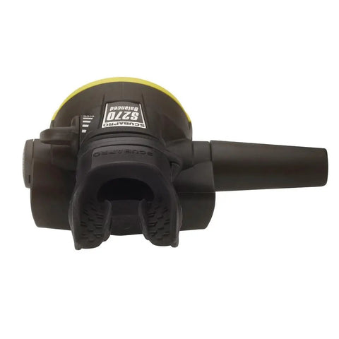 Front view of S270 Octopus Regulator with Air Balanced Valve for no fuss breathing at depth, lightweight fiberglass casing.