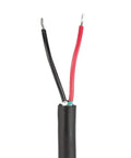 Close-up of electrical wire with exposed red and black wires, suitable for use with Rugged Go-To Pressure Transducer With 4-20mA Output.