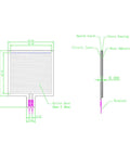 S40 ST Kraftsensor pressure sensor pad film schematic view; active area 36x36 mm with spacer and circuit layers