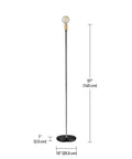 57 Inch Tall Floor Lamp In Black Satin Finish With Exposed Gold Socket And Inline On Off Rocker Switch Sleek Nordic Accent Lighting