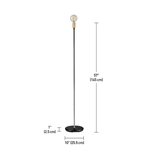 57 Inch Tall Floor Lamp In Black Satin Finish With Exposed Gold Socket And Inline On Off Rocker Switch Sleek Nordic Accent Lighting