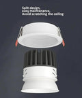 SDdPulse 4 Pack Recessed Lighting Recessed Light Fixtures,5W,7W,10W,12W,15W,20WLED Can Lights Aluminum Baffle Trim Downlight Spotlight,5w-White Light split design showing easy maintenance features.