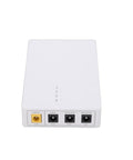 Portable UPS Router Modem Battery Backup Grants Six Hours Of Smooth Power To Keep Your Wifi Locked In For Zero Lag Gaming Remote Work And Streaming While You Ride Out Any Power Trip And Stay Glued To The Internet, top view with input and output ports.