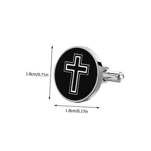Cross Cufflinks For Men Black Titanium Steel Shirt Fasteners 1 Pair For Business And Formal Shirts With Durable Finish