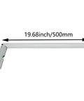 Top Shelf Heavy Duty Stainless Steel L Square Ruler 90 Degree Layout Measuring Tool For Carpenters And Engineers With Dual Scale And Rust Resistant Finish, 500mm length with level and measurement markings.