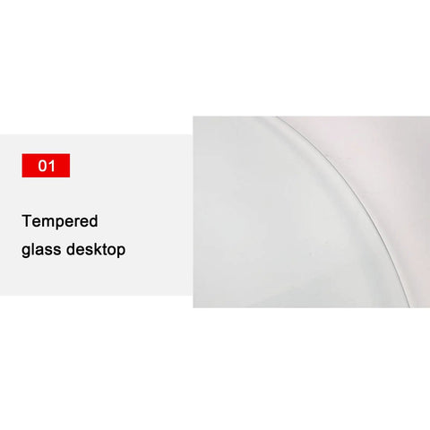 Close-up of Tempered Glass Lazy Susan With Swivel Assist System Round Tabletop Rotating Tray 100cm Large Serving Plate surface.